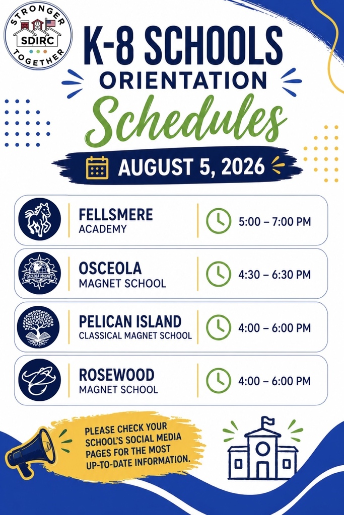 orientation dates for all schools in SDIRC