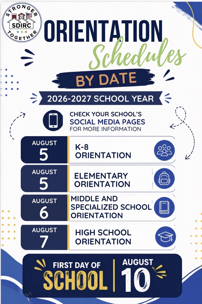 orientation dates for all schools in SDIRC