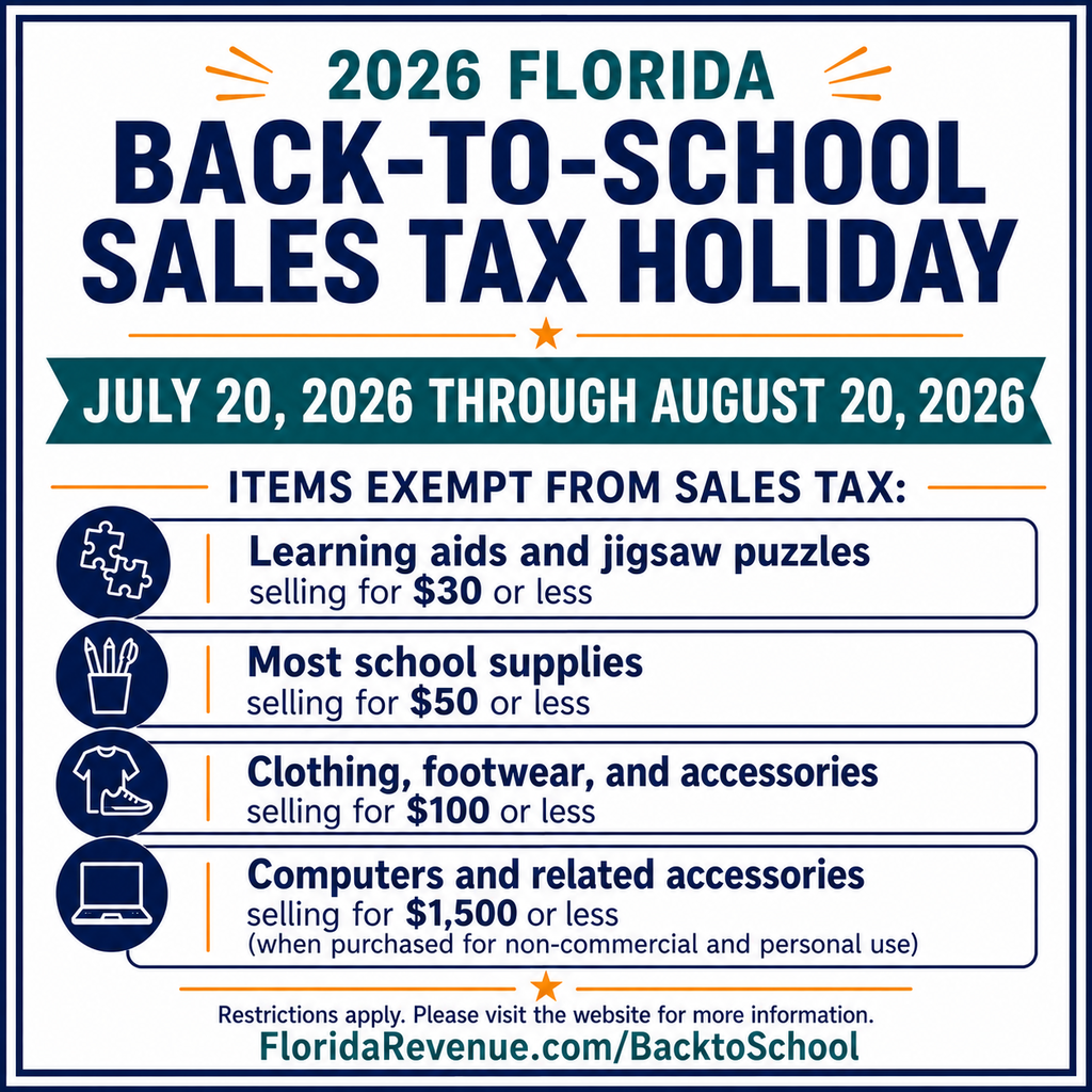 Florida Revenue tax exempt Back to School