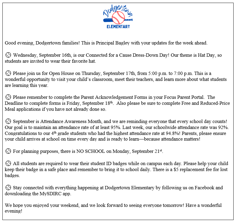 Weekly Updates.