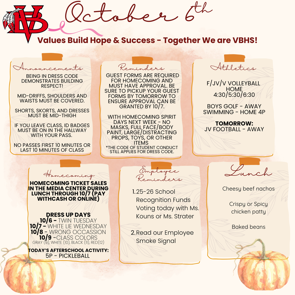 Announcements 10/6