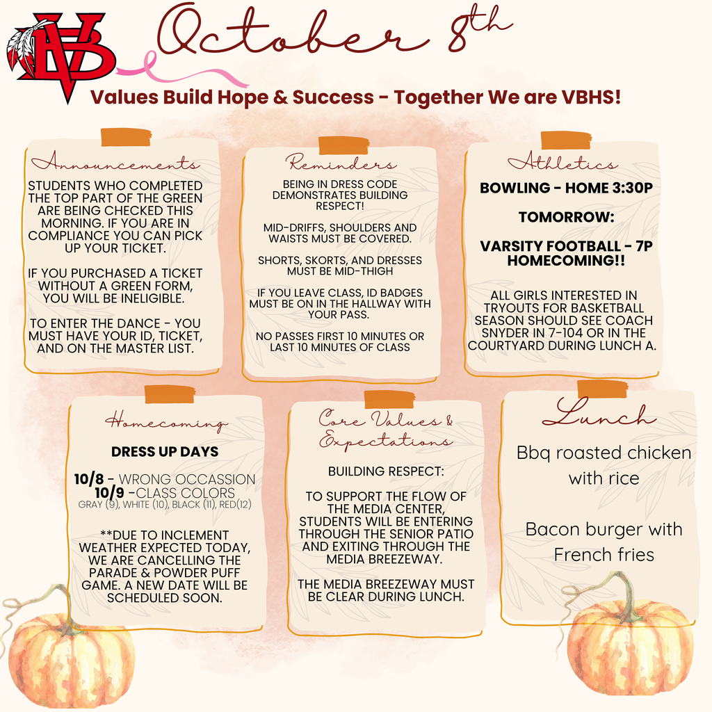 Announcements 10/8