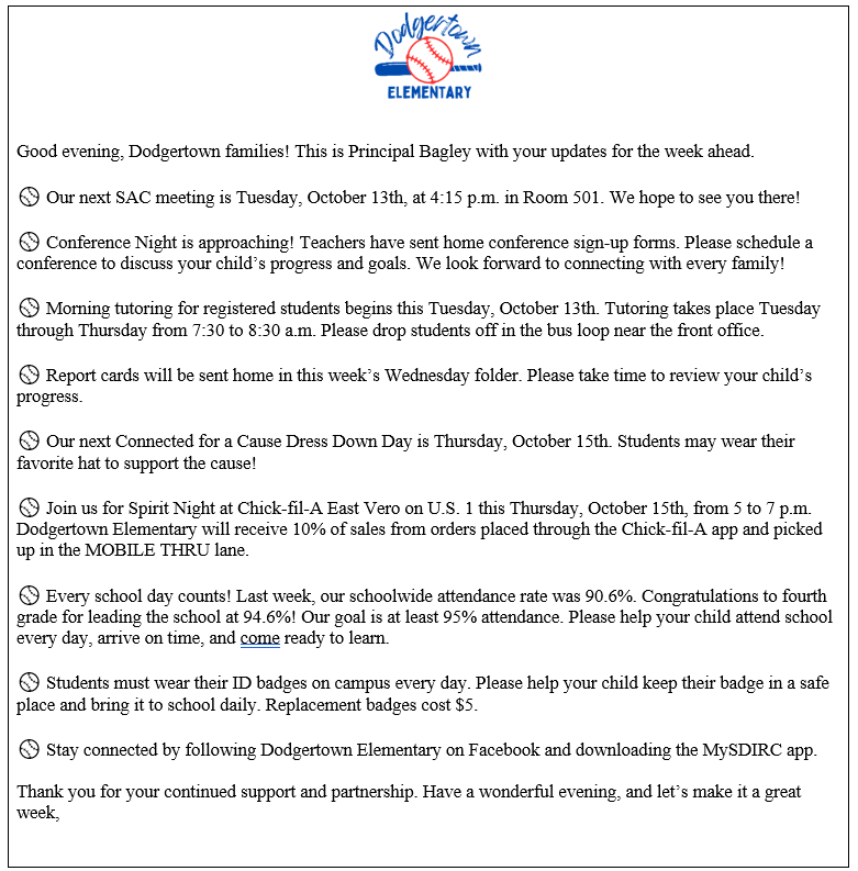 Weekly Updates