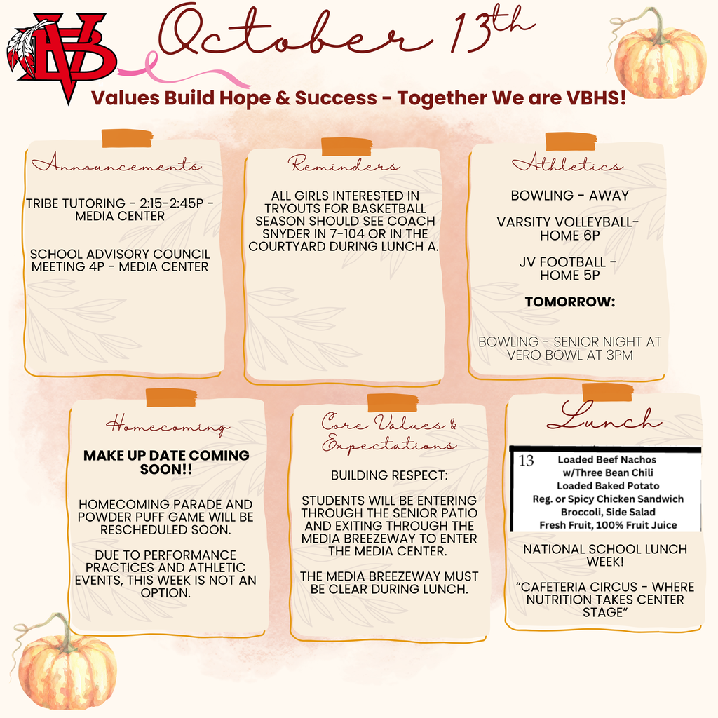 Announcements 10/13