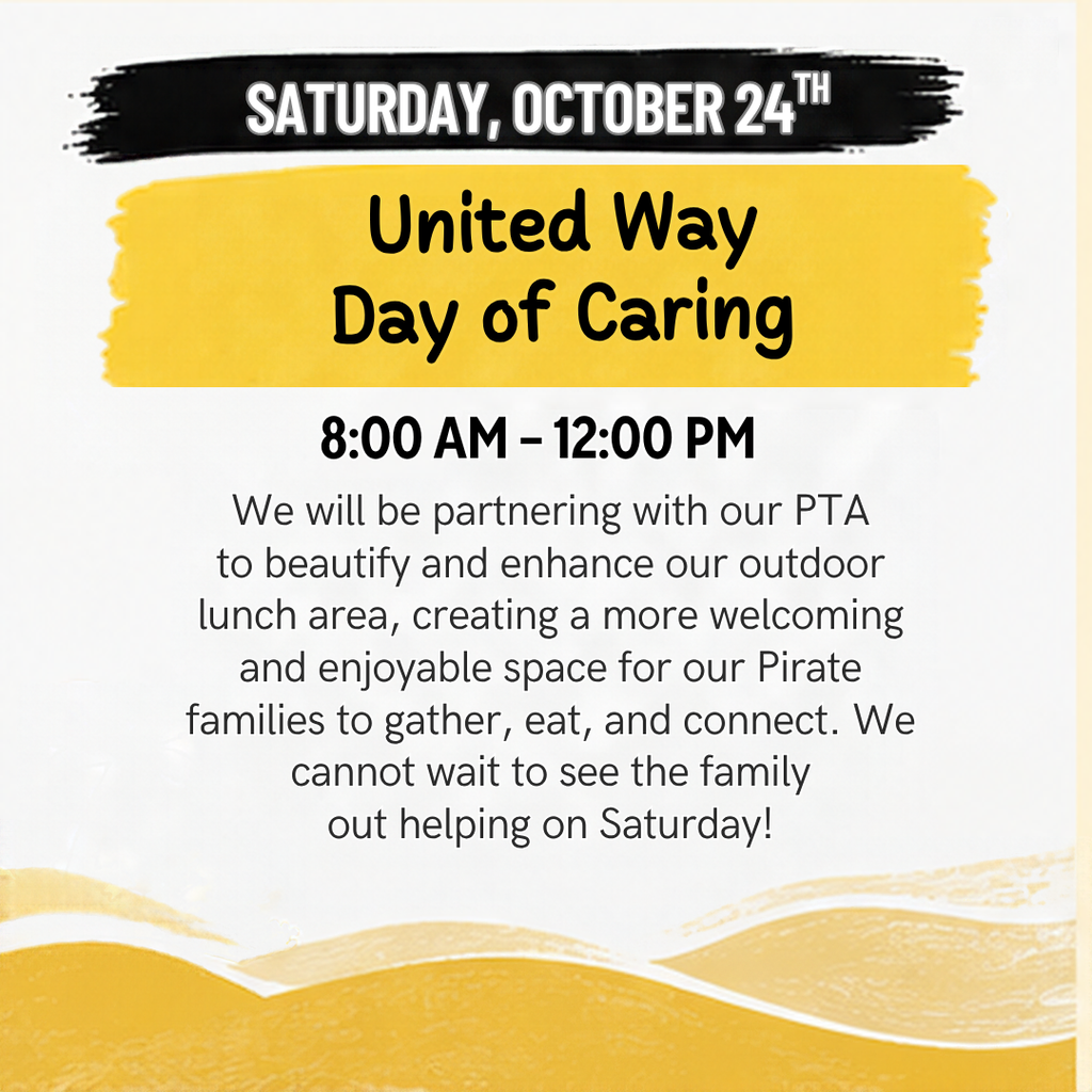 United Way Day of Caring is Saturday October 24th from 8:00-12:00pm