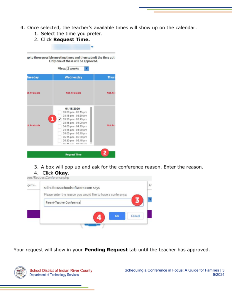 Conference Night Sign up directions step 3