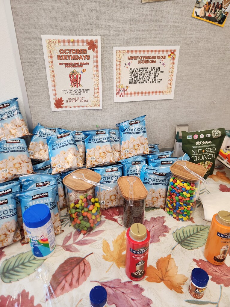 popcorn party for October birthdays