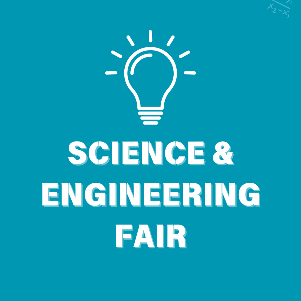 Text "Science & Engineering Fair" with outline of a light bulb