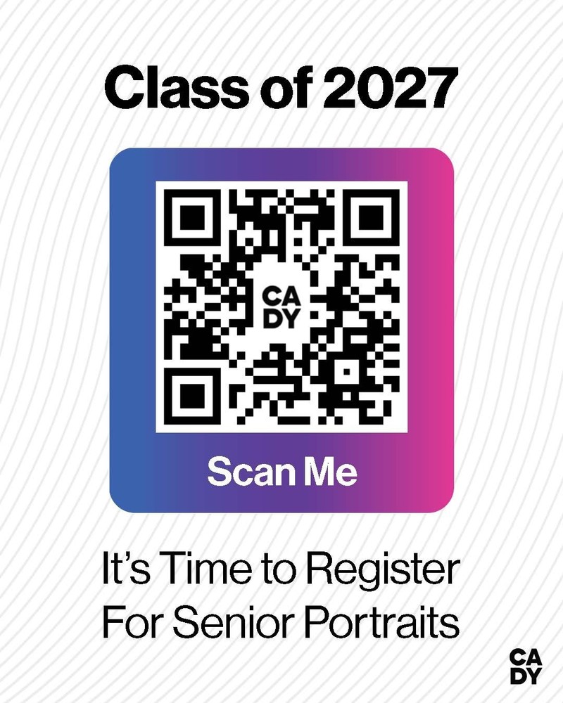 class of 2027 Register for senior portraits at Cady.com