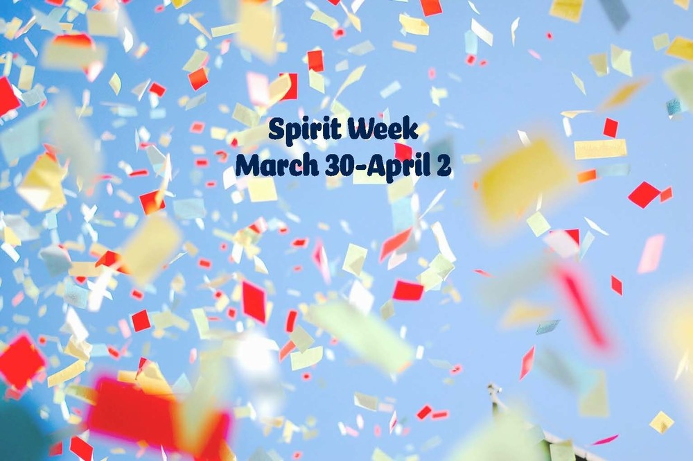Confetti background Spirit Week March 30-April 2