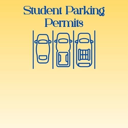 Student Parking Permits graphic of cars in parking lot