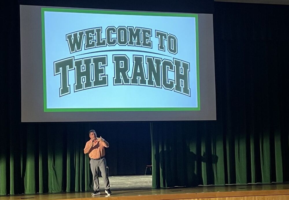 Principal Mike Mullen at the grade assembly