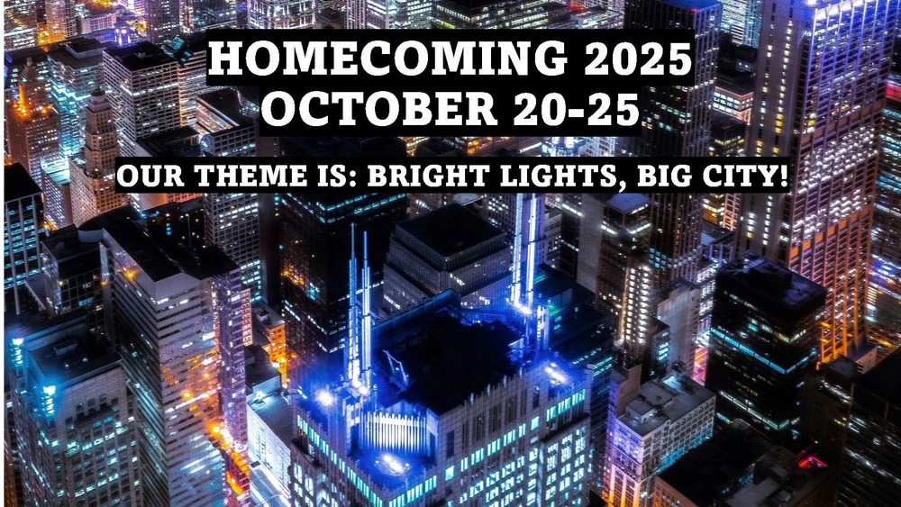 Photo of city lights Homecoming 2025 October 20-25 Our Theme is Bright Lights, Big City!