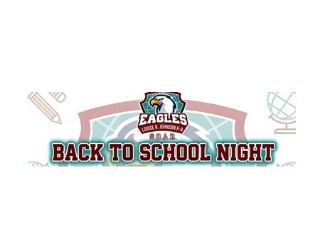 L.R. Johnson K-8 Logo and text "Back to School Night"
