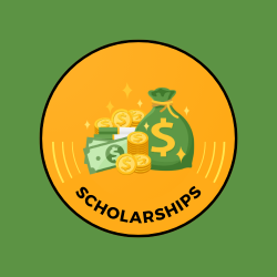 Scholarships with graphic of money