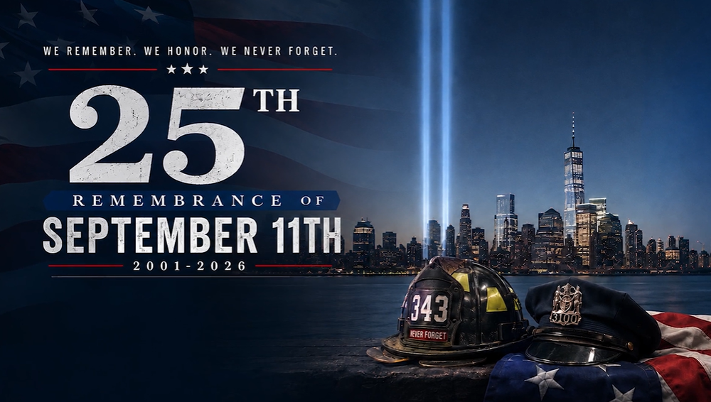 Two beams of light coming from where the Twin Towers once stood.