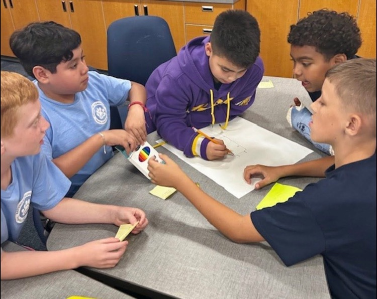 Students in a small group working together on an assignment