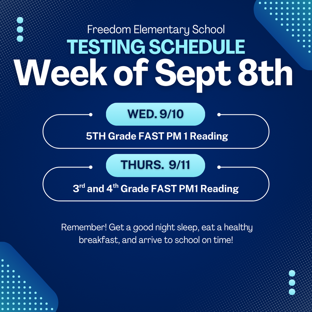 Wed 9/10 5th Grade Reading Fast and Thurs. 9/11 , 3rd and 4th grade Reading Fast