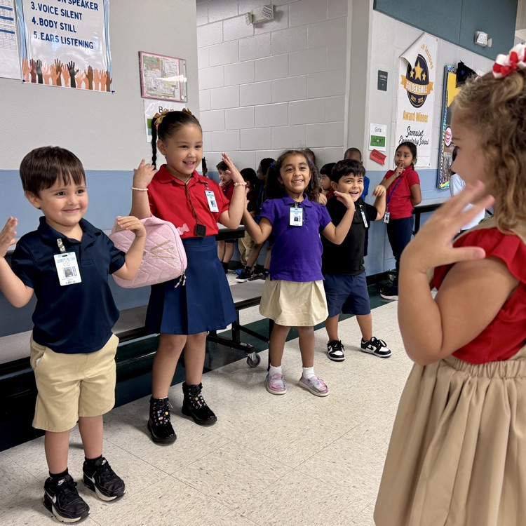 Students play a freeze game