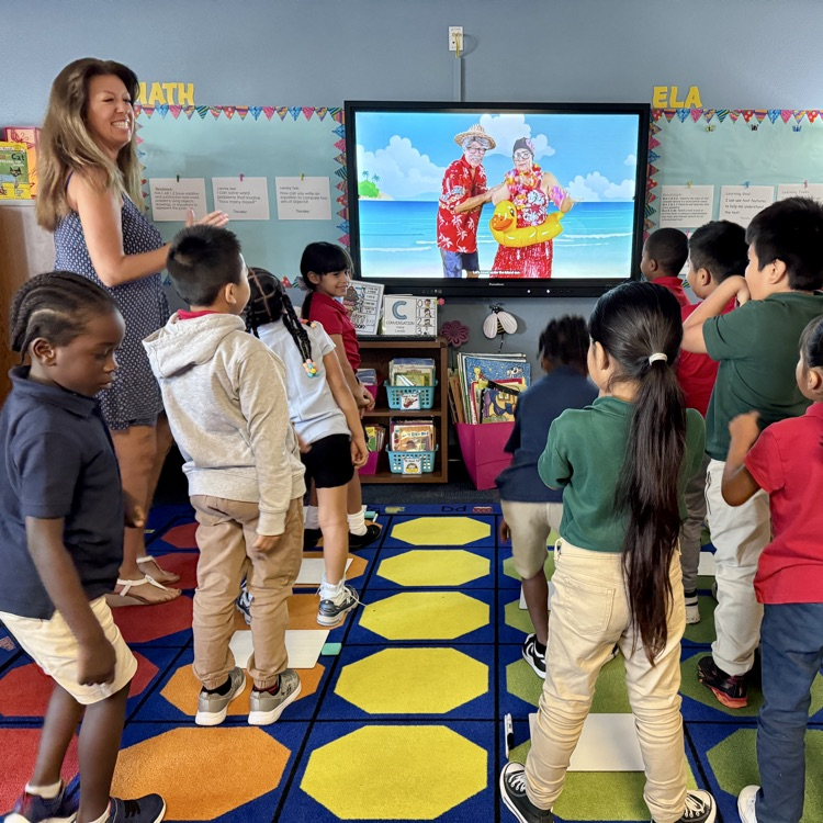 students dancing to a Jack Hartmann video on YouTube