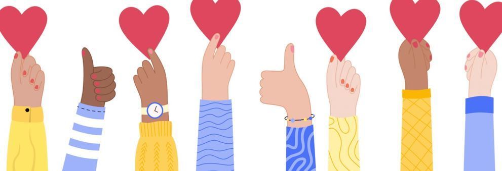 hands holding hearts in the air