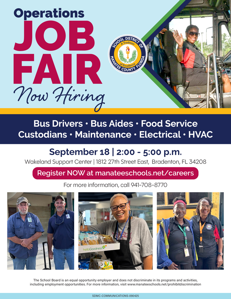 A flyer promoting an Operations Job Fair on September 18th at Wakeland Support Center in Bradenton, Florida