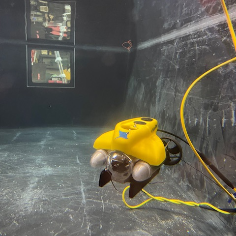 an underwater robot, also known as as an ROV