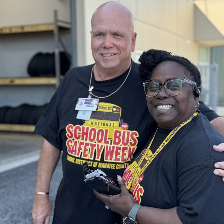 School transportation employees at a safety week event