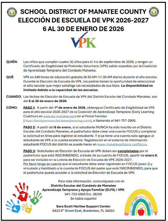 VPK Registration Info Spanish