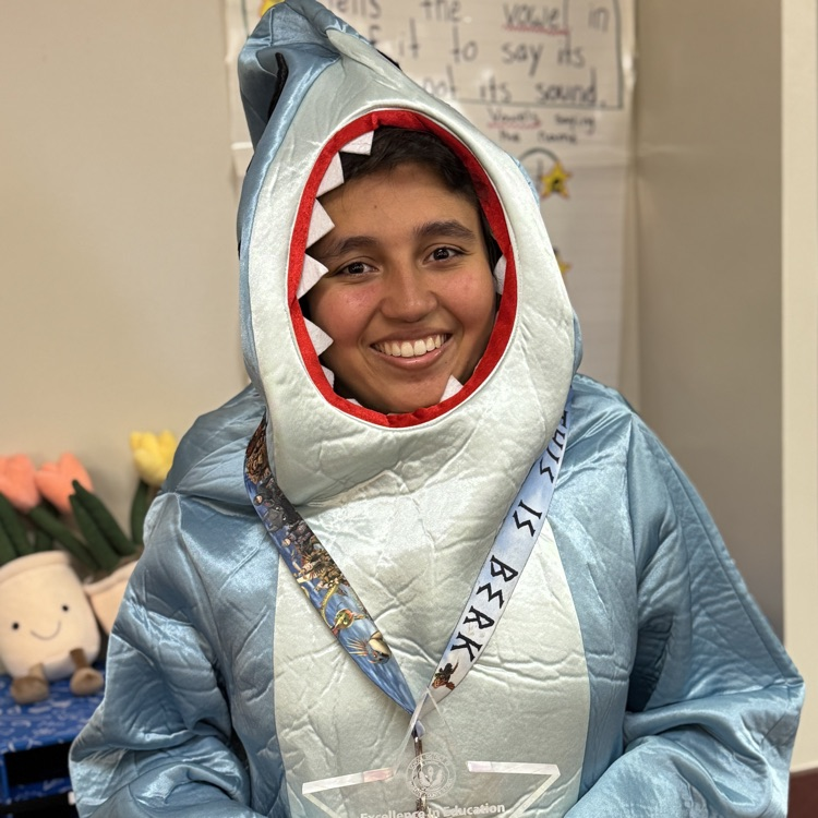 an employee dressed as a shirt on spirit day at school