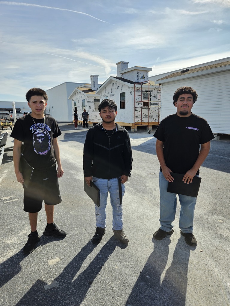 Students touring the construction program outdoors at MTC.