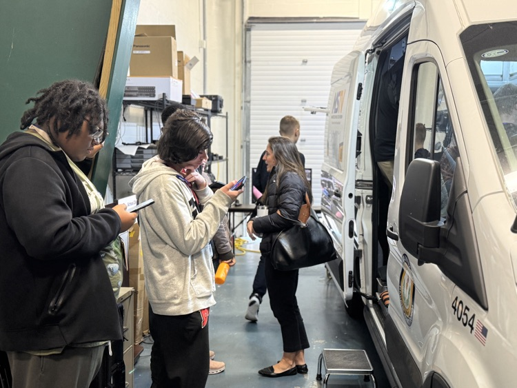students tour, a television studio and check out the live truck