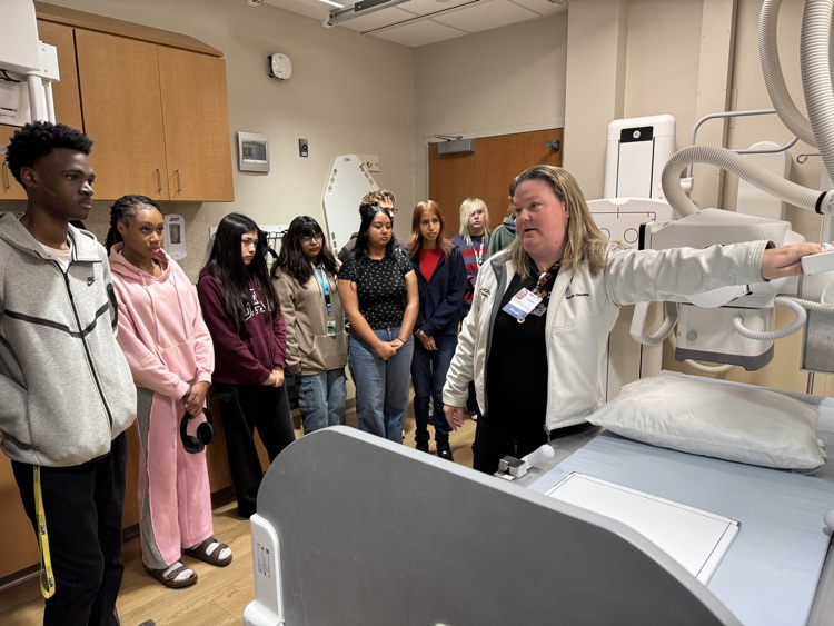 High school students learn about potential careers in radiology at a local hospital