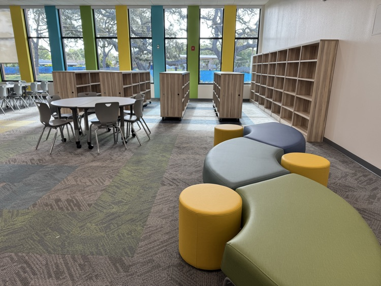 A brand new media center, which is part of an elementary school renovation project
