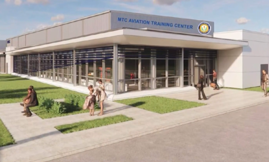 A rendering of the MTC Aviation Training Center being built near SRQ airport.
