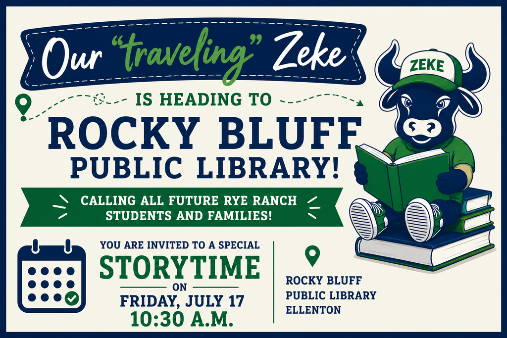 Join us on July 17th at 10:30 a.m. at Rocky Bluff Public Library with our Media Specialist, Mrs. Ingham. We can’t wait to see you there! All ages are welcome!