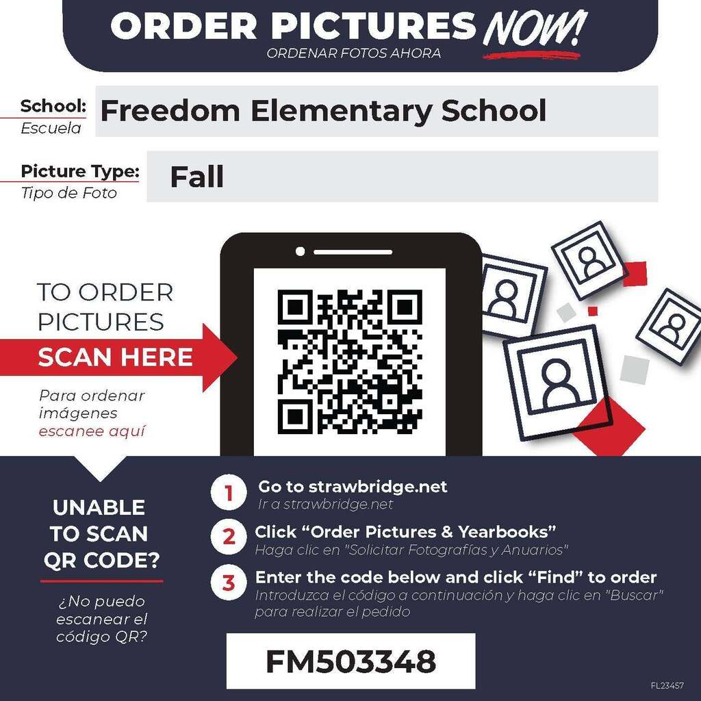 Fall Picture day sept 24th, 2026. Order pictures now by going to strawbridge.net. Click order pictures and yearbooks. Enter the code to order: FM503348