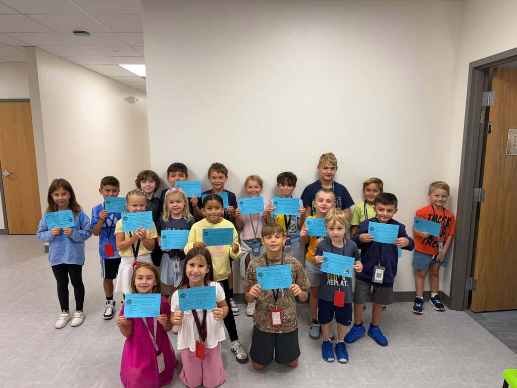 Lake Manatee K-8 students are all smiles after receiving their Otterly Outstanding Awards