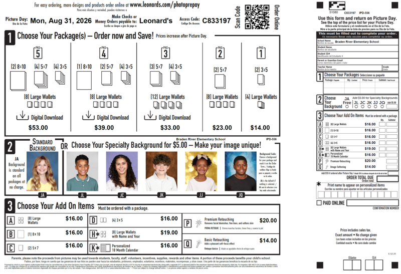 Picture Day Order Form