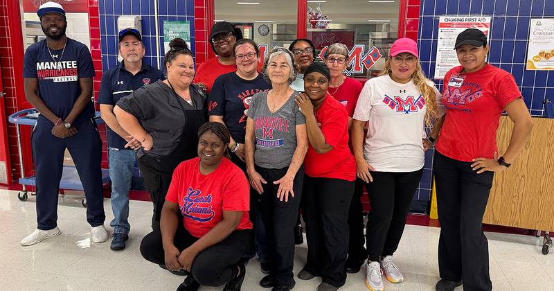 Men and women who work inside Manatee High's cafeteria