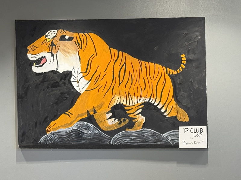 a tiger hanging on the wall at Palmetto High