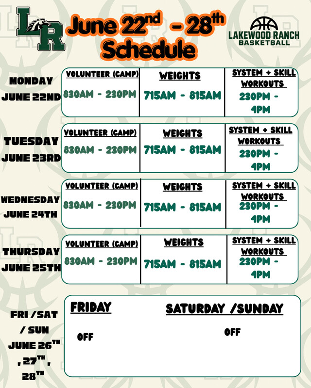 basketball summer schedule
