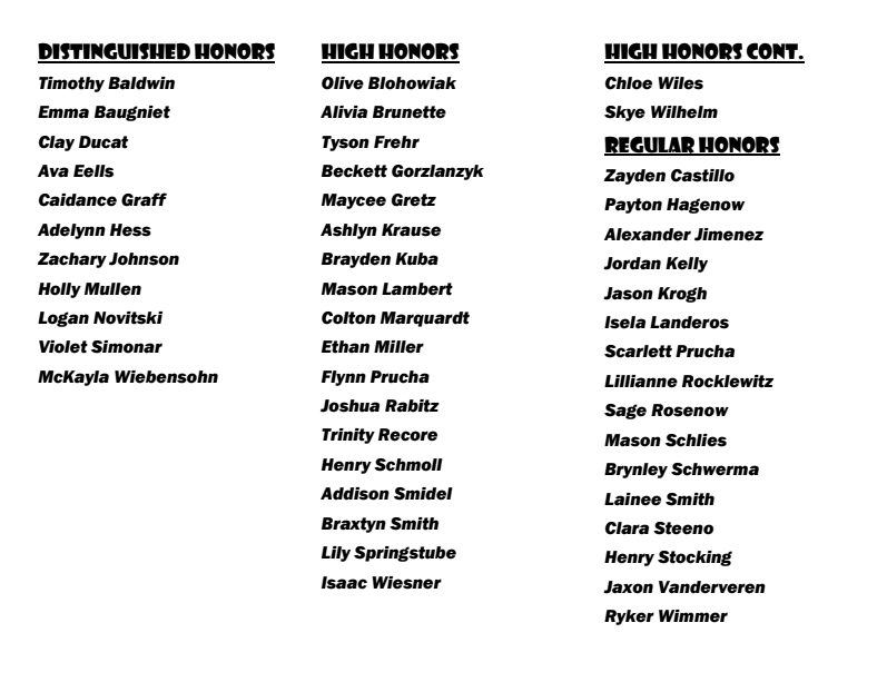 6th grade Honor Roll