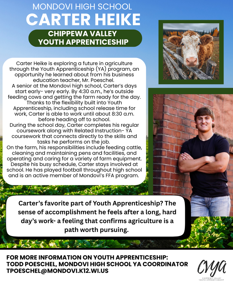 Mondovi Youth Apprenticeship Program - Carter Heike