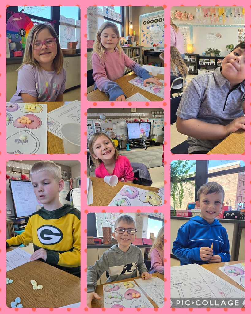 students counting and sorting heart candy