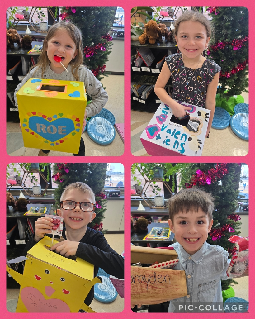 students with Valentine’s boxes
