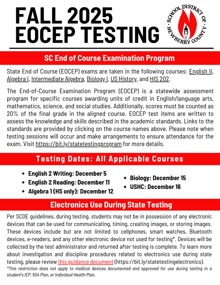 EOCEP Testing Information