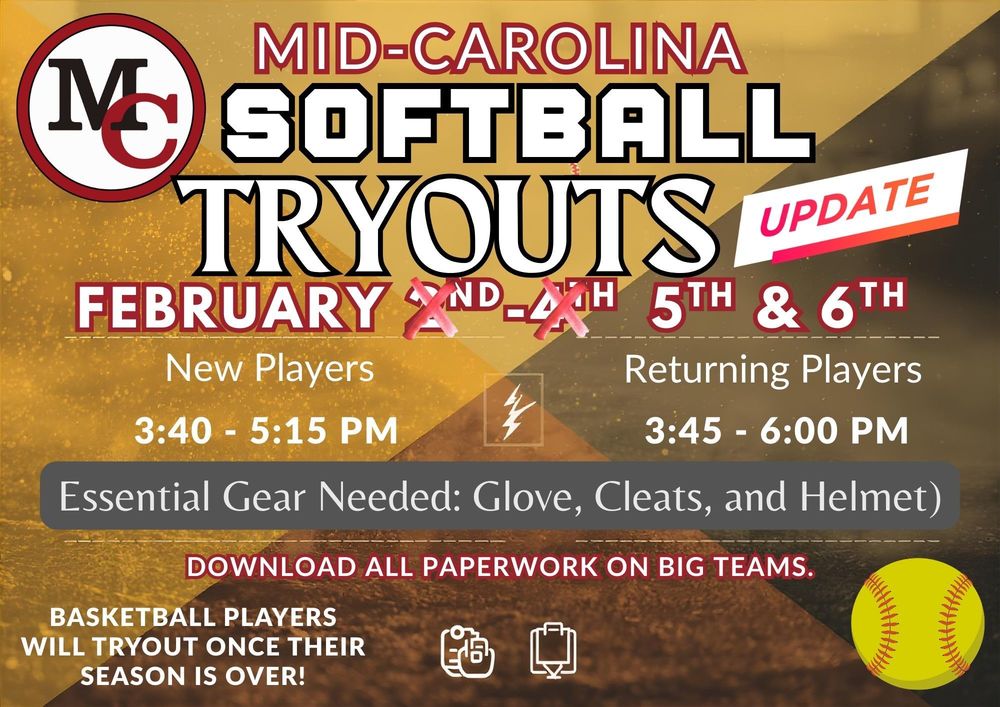 Softball tryouts flyer