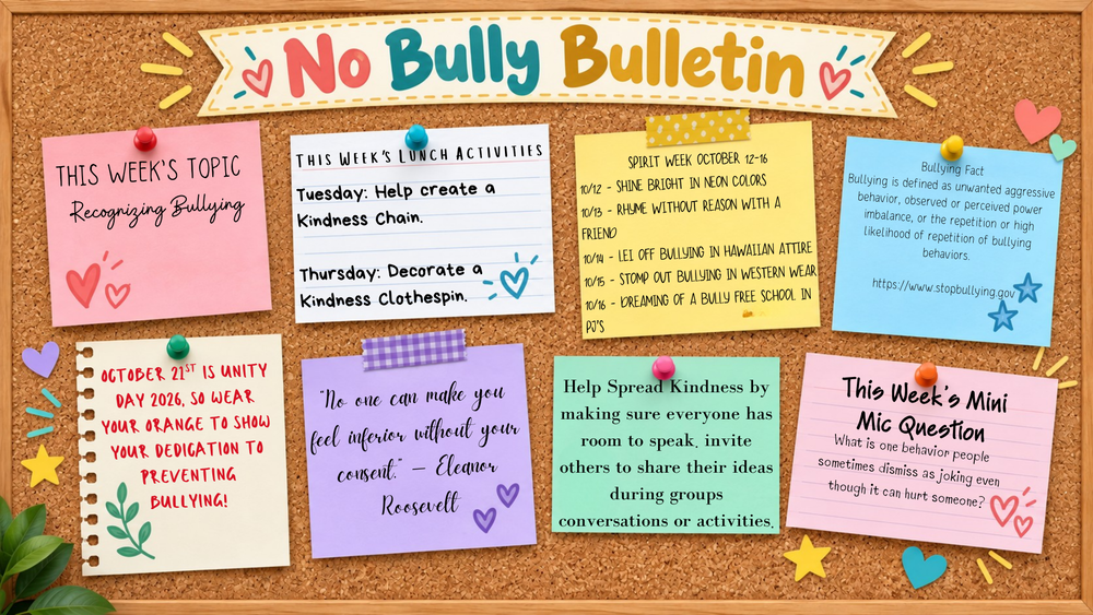 Oct. 5th-9th No Bully Bulletin Poster
