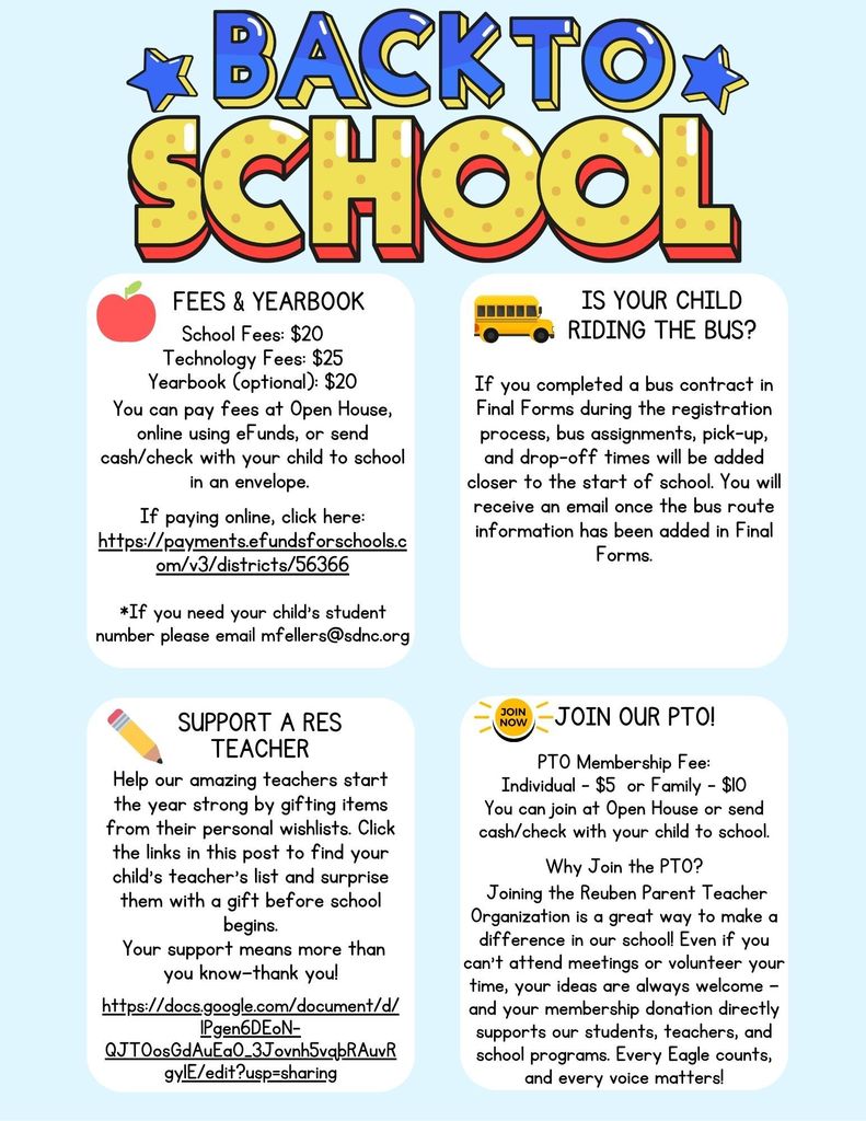 Back to School Information